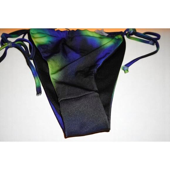 PrettyLittleThing Blue Abstract Tie Side Bikini Bottoms – Size Large (UK 12 / US - Picture 3 of 5